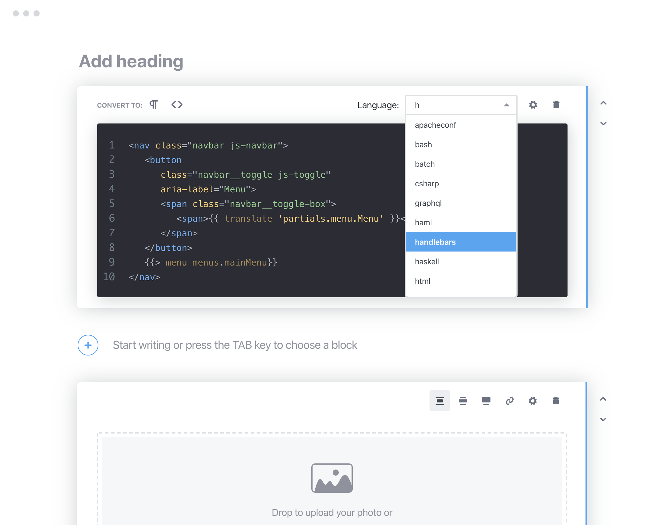 Publii CMS Block Editor