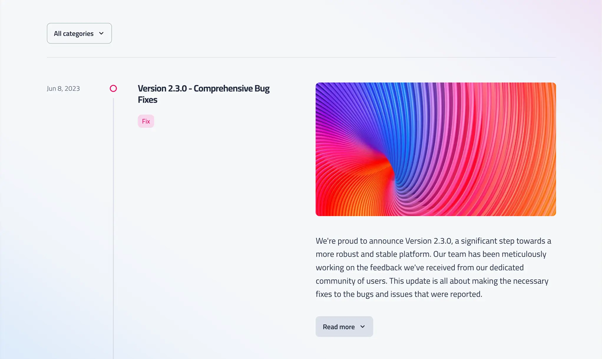 Changelog default layout