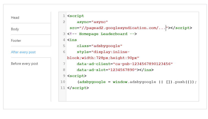 Theme Custom HTML options