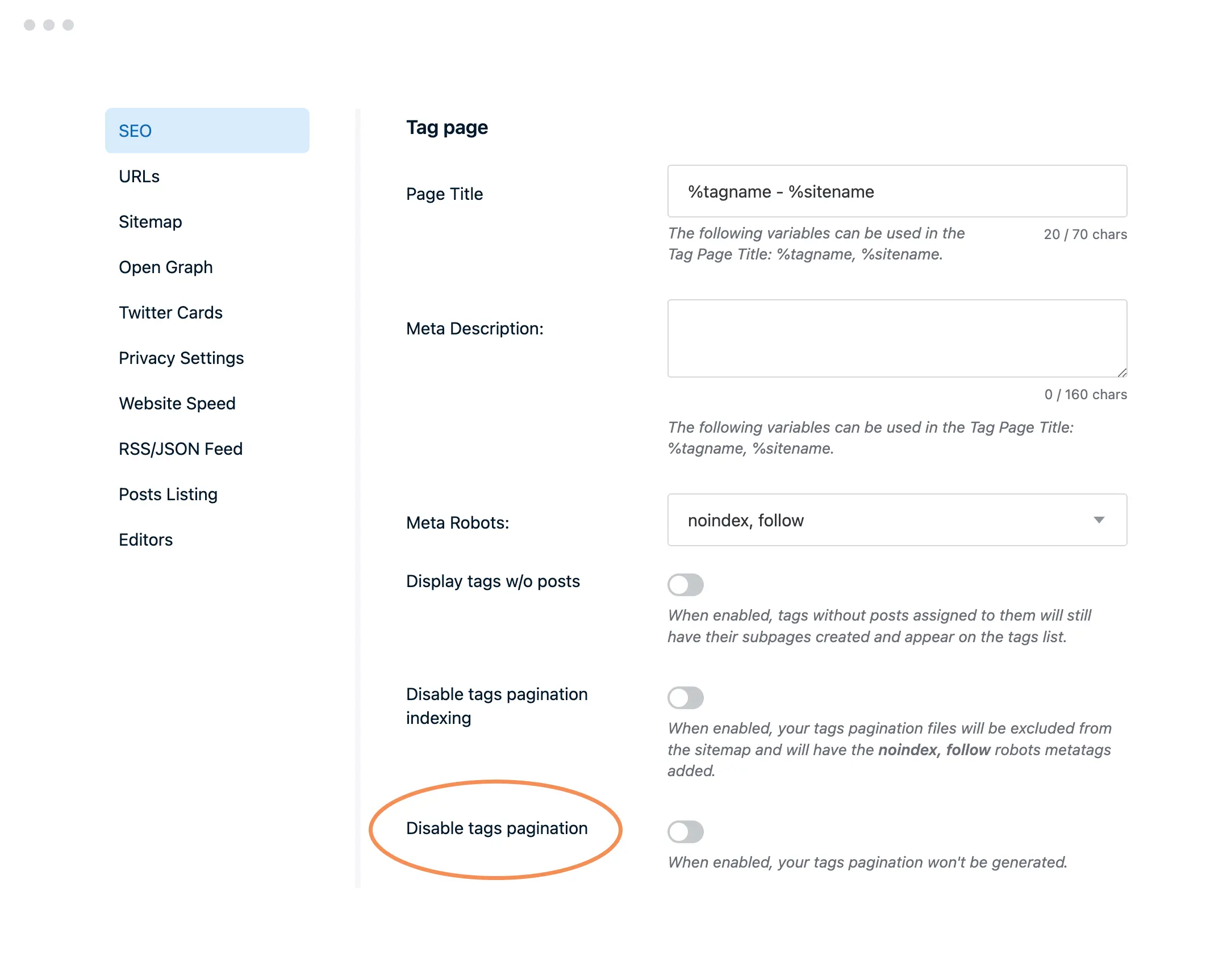 Disable Pagination Pages Rendering