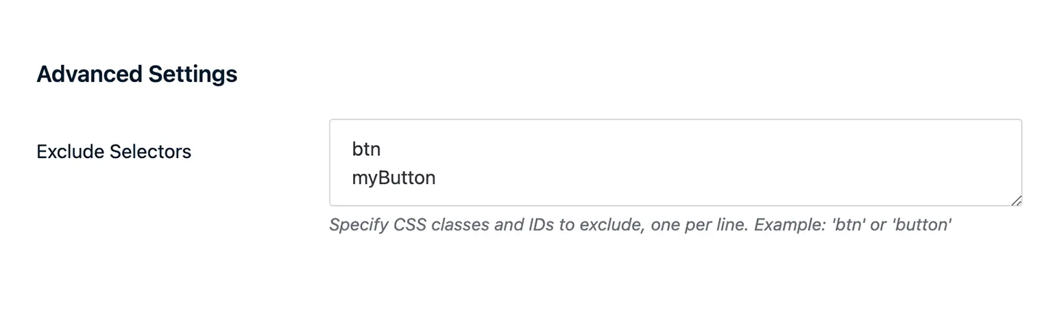 External Links plugin exclude selectors