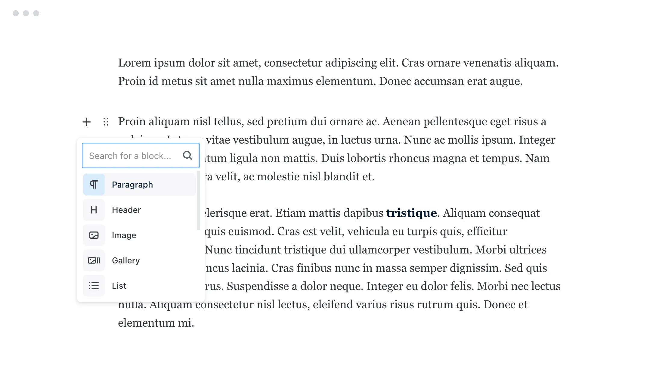 Block editor with new UI