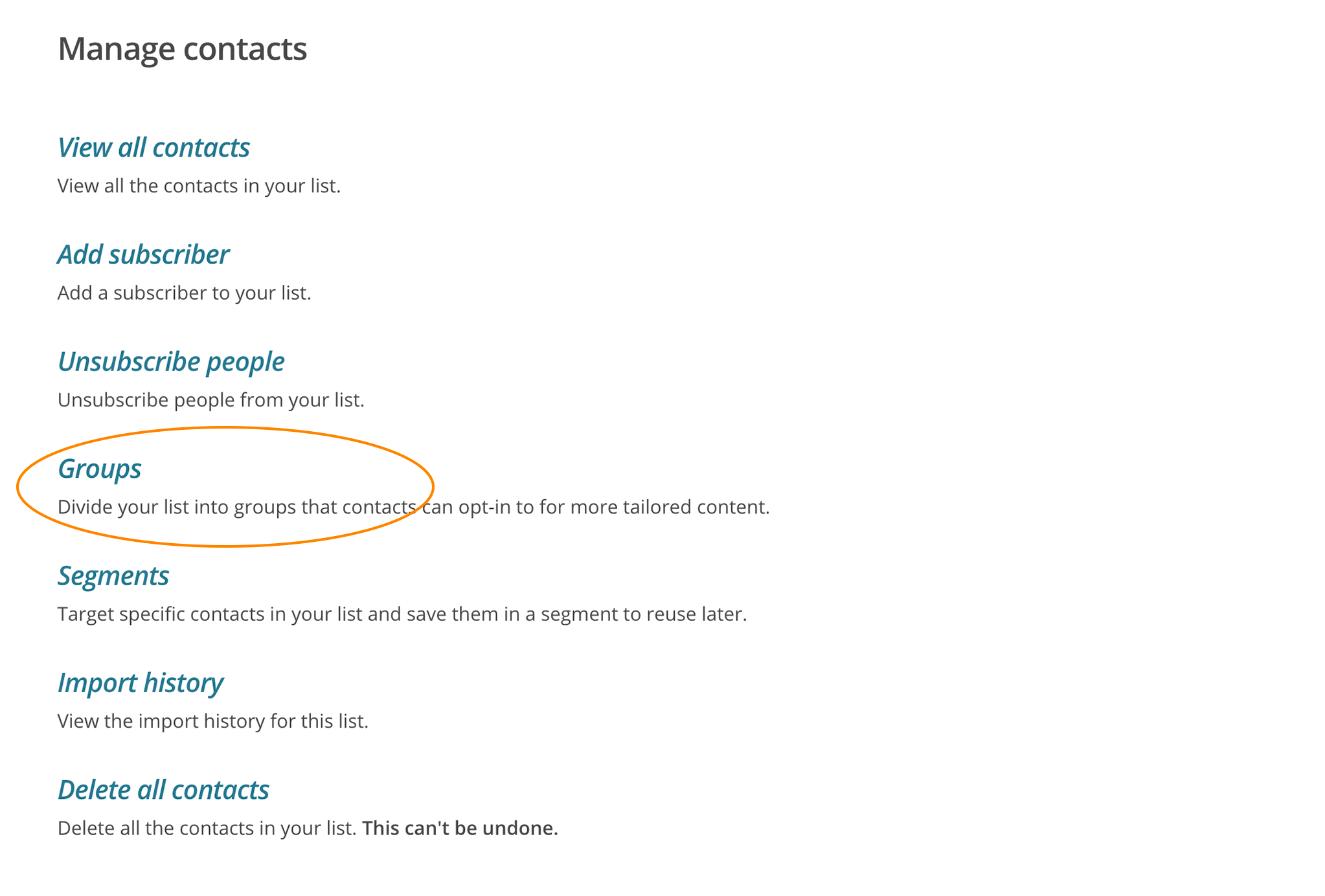Newsletter Contact management