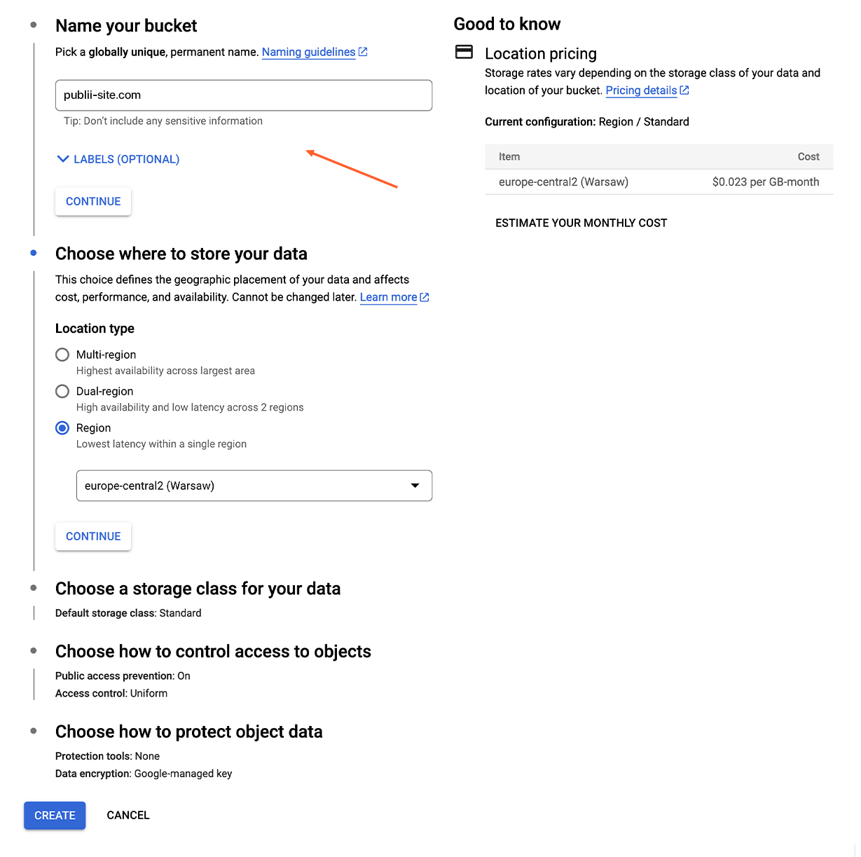 Storage class multi-regional