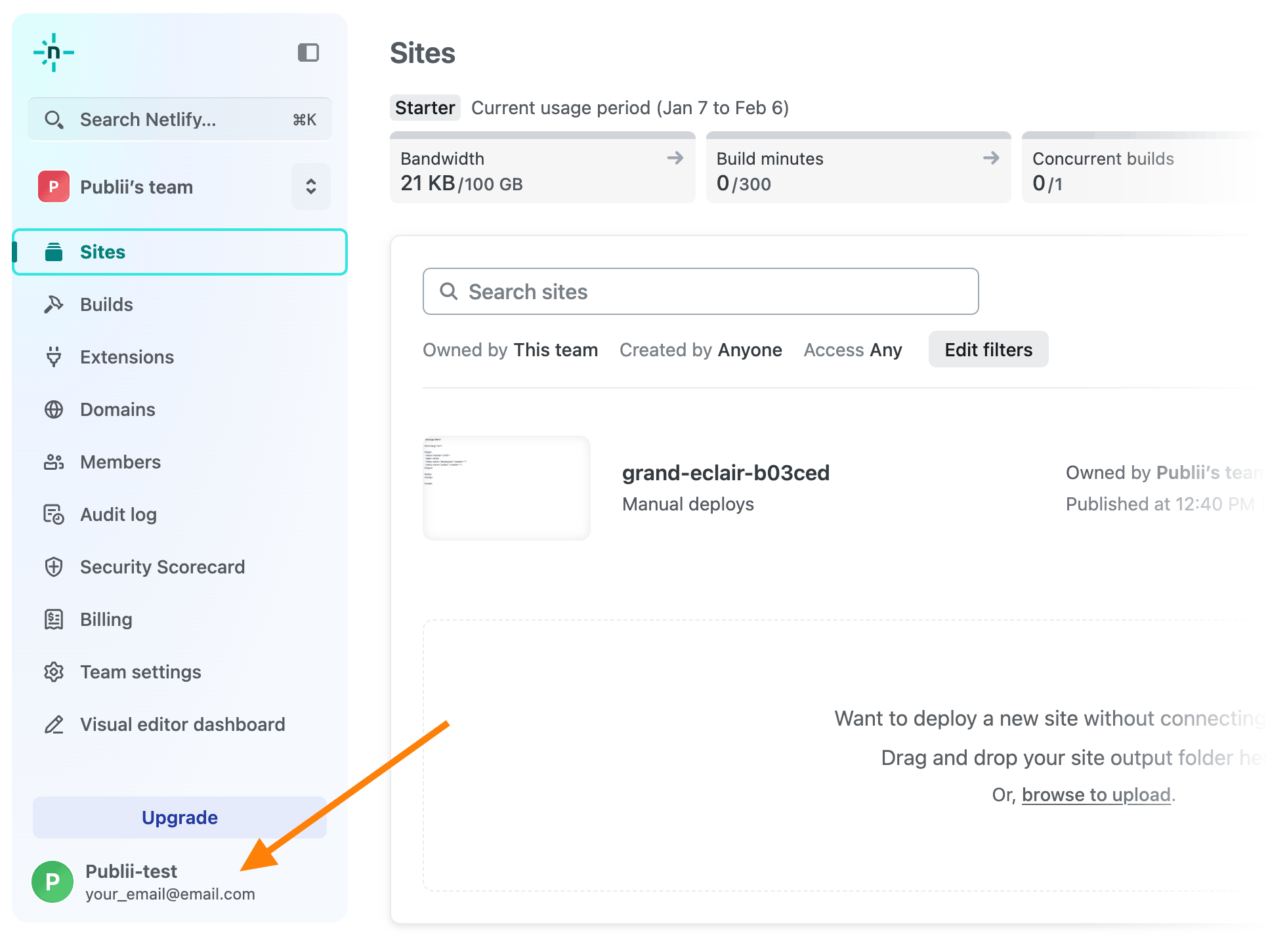 Netlify account settings