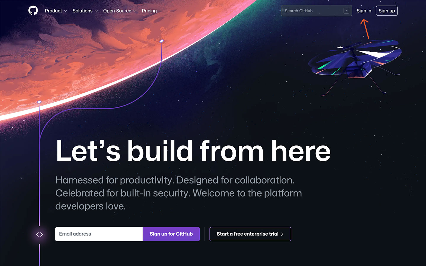 Log in to Github account